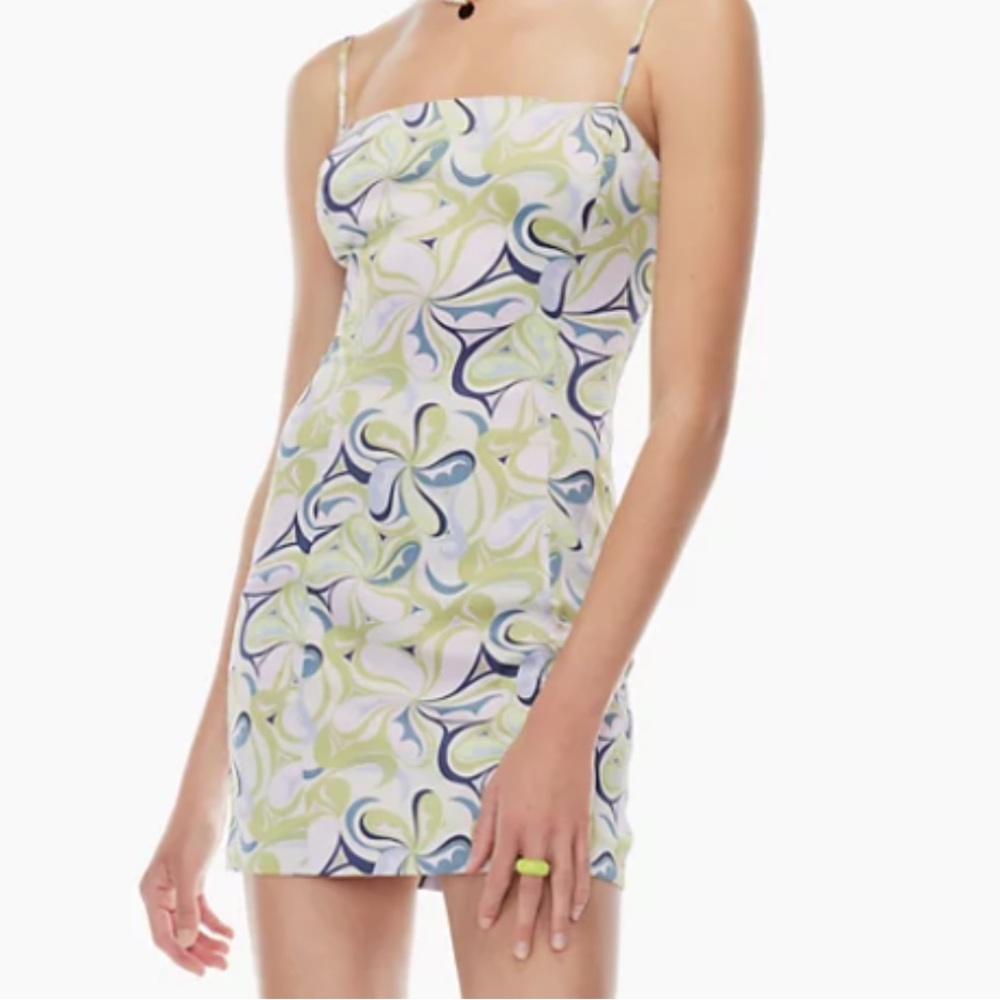 Aritzia Sunday Best Shimmer Dress birch/pear sz 2